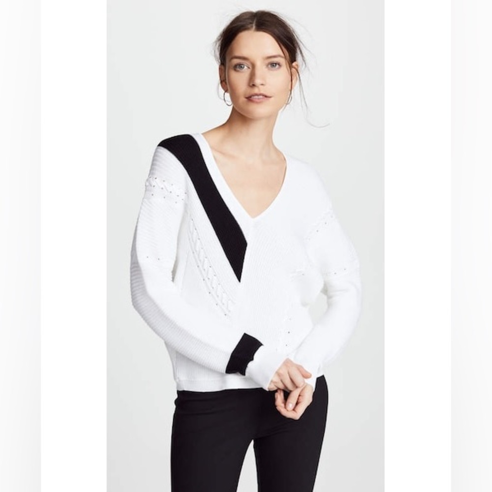 RAG & BONE Cricket V Neck Sweater in White
